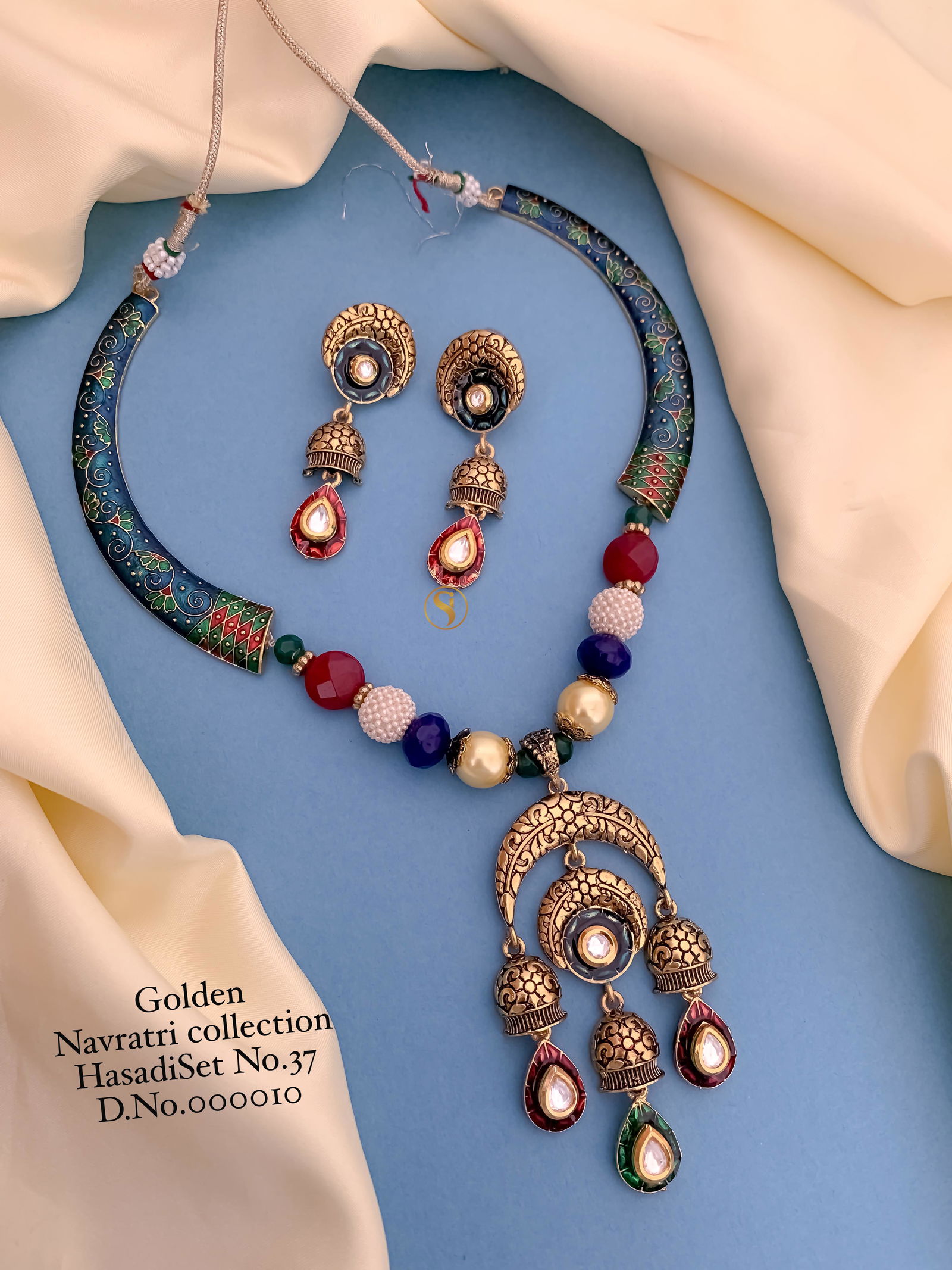 3 Golden Special Navratri Mala Pendant Set Wholesale Online
